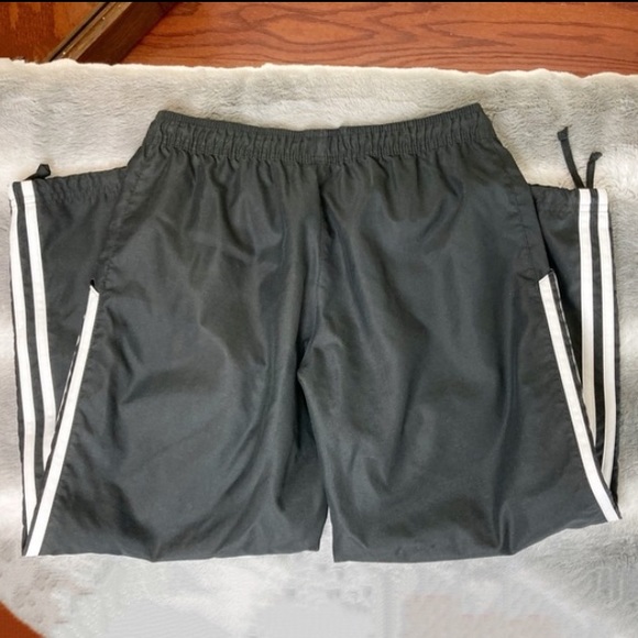 Adidas Elastic Waist Draw String Striped Windpants - Picture 2 of 9